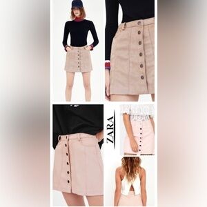 ZARA TRF Collection faux suede button up mini skirt